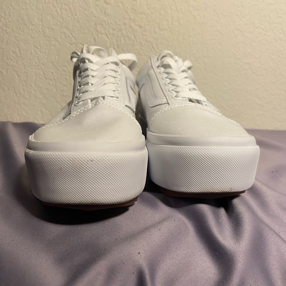 White Platform Vans - W 8